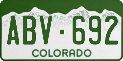 CO license plate ABV692