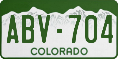 CO license plate ABV704
