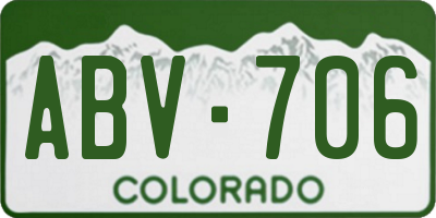 CO license plate ABV706