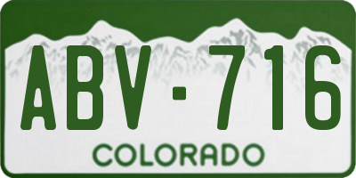 CO license plate ABV716