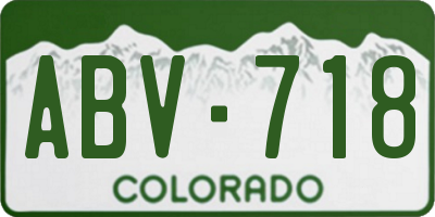 CO license plate ABV718