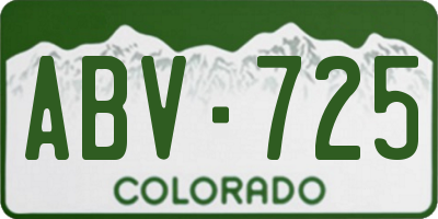 CO license plate ABV725