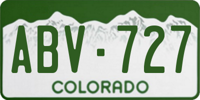 CO license plate ABV727