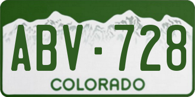 CO license plate ABV728