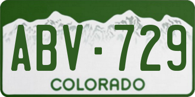 CO license plate ABV729