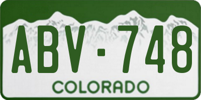 CO license plate ABV748