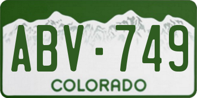 CO license plate ABV749