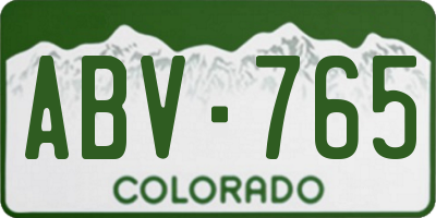 CO license plate ABV765