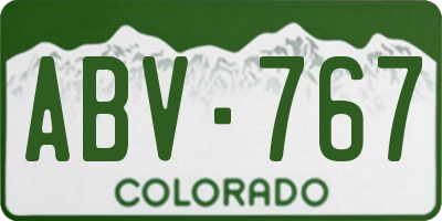 CO license plate ABV767