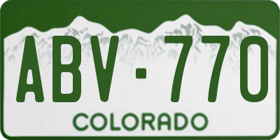 CO license plate ABV770