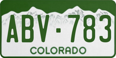 CO license plate ABV783