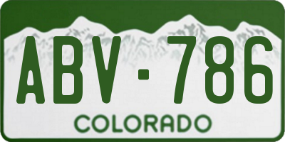CO license plate ABV786
