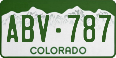 CO license plate ABV787