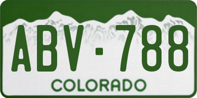 CO license plate ABV788
