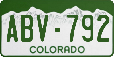 CO license plate ABV792
