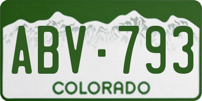 CO license plate ABV793