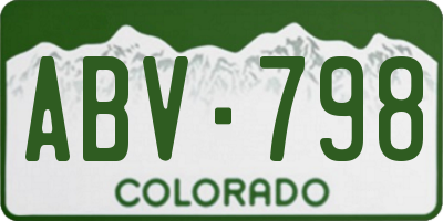 CO license plate ABV798