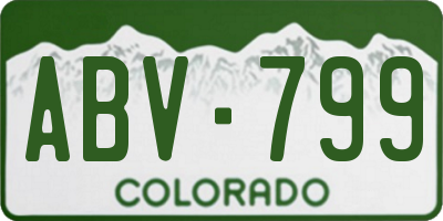 CO license plate ABV799