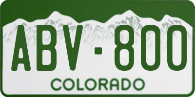 CO license plate ABV800