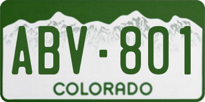 CO license plate ABV801
