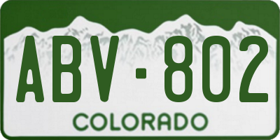 CO license plate ABV802
