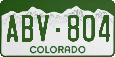 CO license plate ABV804