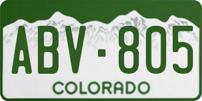 CO license plate ABV805
