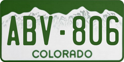 CO license plate ABV806