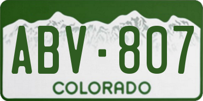 CO license plate ABV807