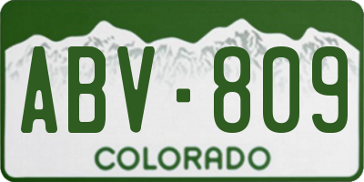 CO license plate ABV809