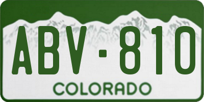 CO license plate ABV810