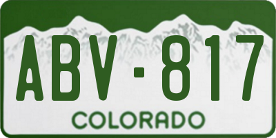 CO license plate ABV817