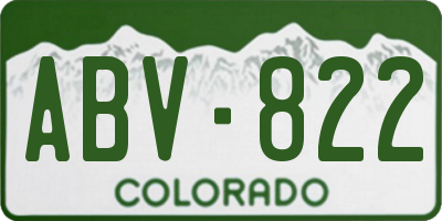 CO license plate ABV822