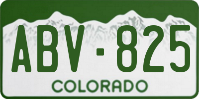 CO license plate ABV825