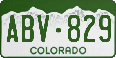 CO license plate ABV829