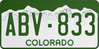 CO license plate ABV833