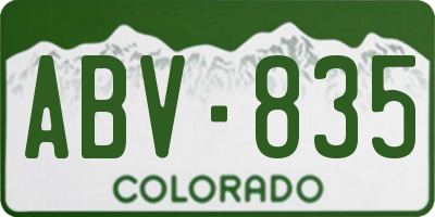 CO license plate ABV835