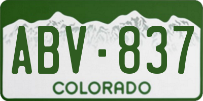 CO license plate ABV837