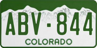 CO license plate ABV844