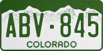 CO license plate ABV845