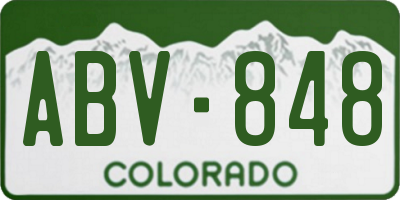 CO license plate ABV848