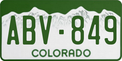 CO license plate ABV849