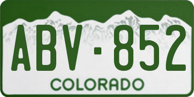 CO license plate ABV852