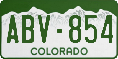 CO license plate ABV854