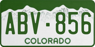 CO license plate ABV856
