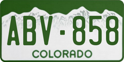 CO license plate ABV858