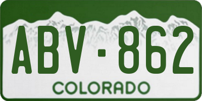 CO license plate ABV862