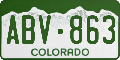 CO license plate ABV863