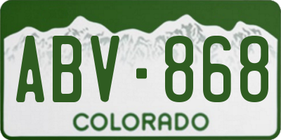 CO license plate ABV868