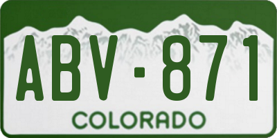 CO license plate ABV871